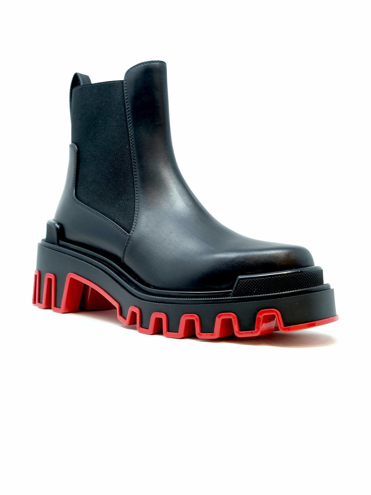 Christian Louboutin Black Calf Leather Wax Marchacroche Dune Flat Ankle Boots