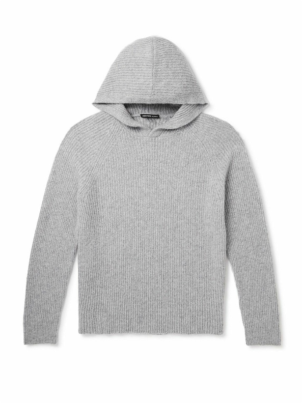 Photo: James Perse - Ribbed Cashmere Hoodie - Gray