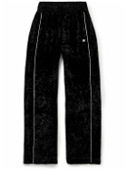 AMIRI - Straight-Leg Logo-Appliquéd Crushed-Velvet Track Pants - Black