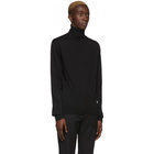 Balmain Black Wool Logo Turtleneck