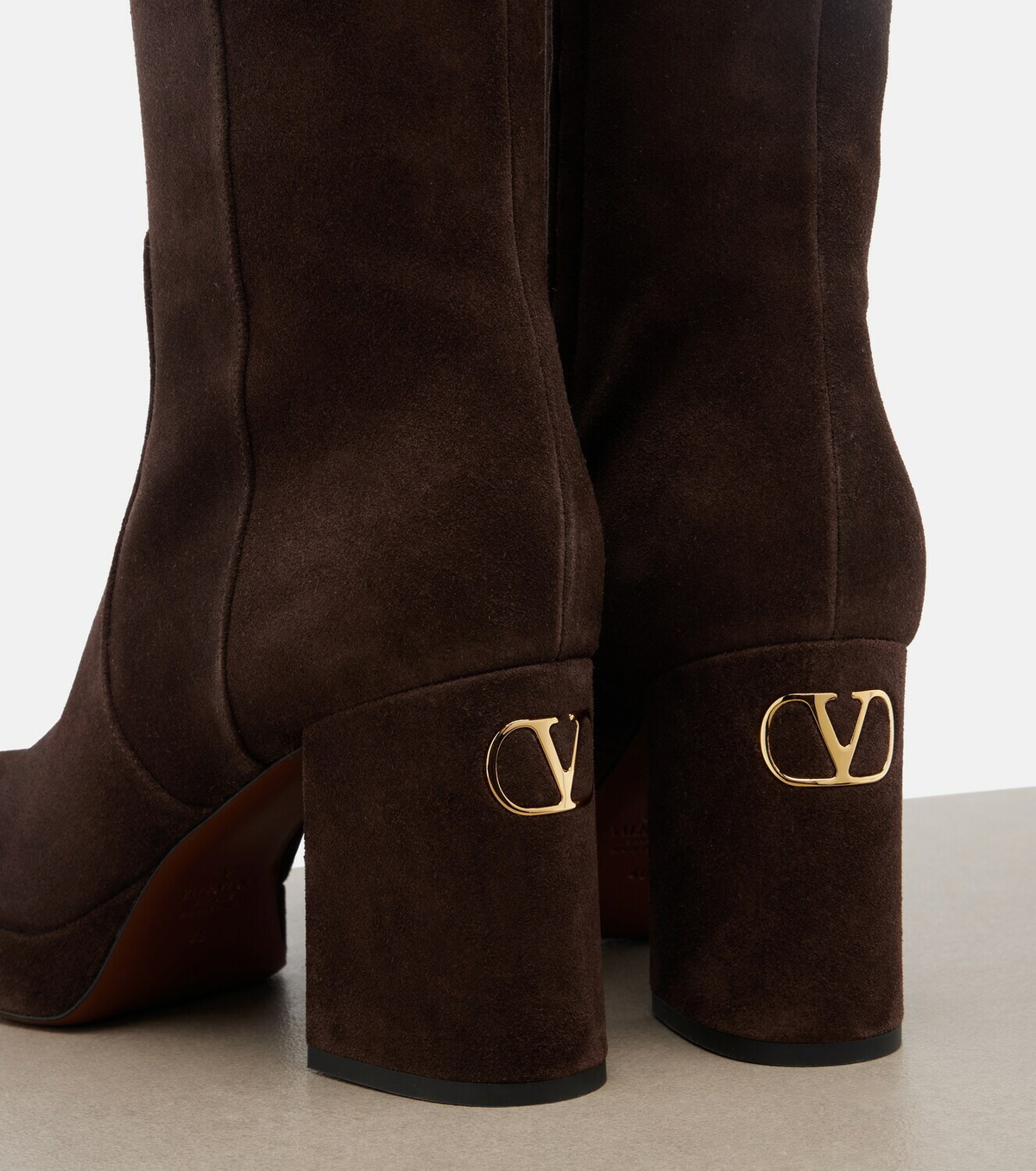 Valentino Garavani Fawcette VLogo suede knee-high boots