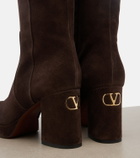 Valentino Garavani Fawcette VLogo suede knee-high boots