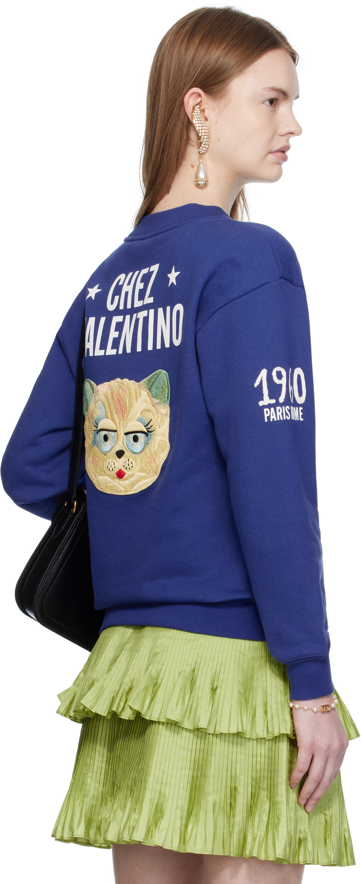 Valentino Blue Embroidered Cotton Sweatshirt