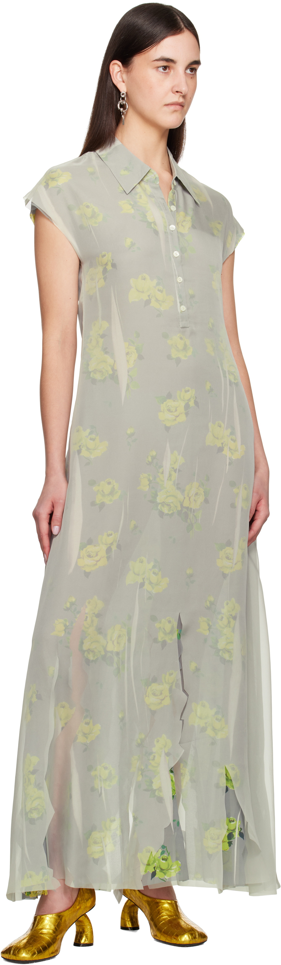 Acne Studios Gray Layered Maxi Dress