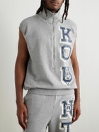 KAPITAL - KO.U Printed Cotton-Jersey Half-Zip Gilet - Gray