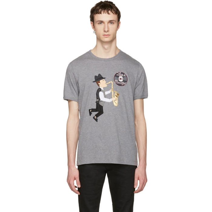 Photo: Dolce and Gabbana Grey Love Is Beautiful Sax Player T-Shirt