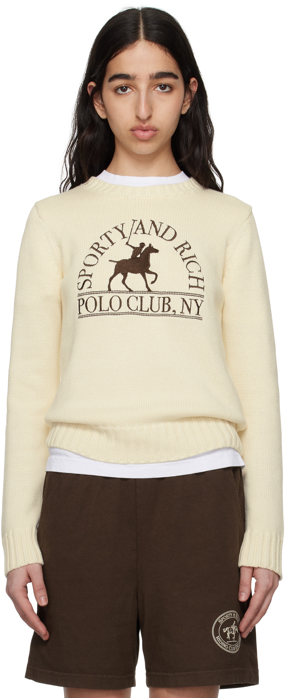 Sporty & Rich Off-White 'Polo Club' Knitted Sweater