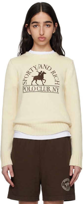 Photo: Sporty & Rich Off-White 'Polo Club' Knitted Sweater
