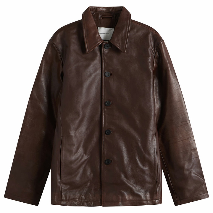 Photo: Studio Nicholson Women's Landau Slim Fit Leather Jacket in Chestnut