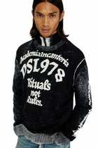 Diesel Treated cotton jumper with slogan - Knitwear Mens in Multicolor