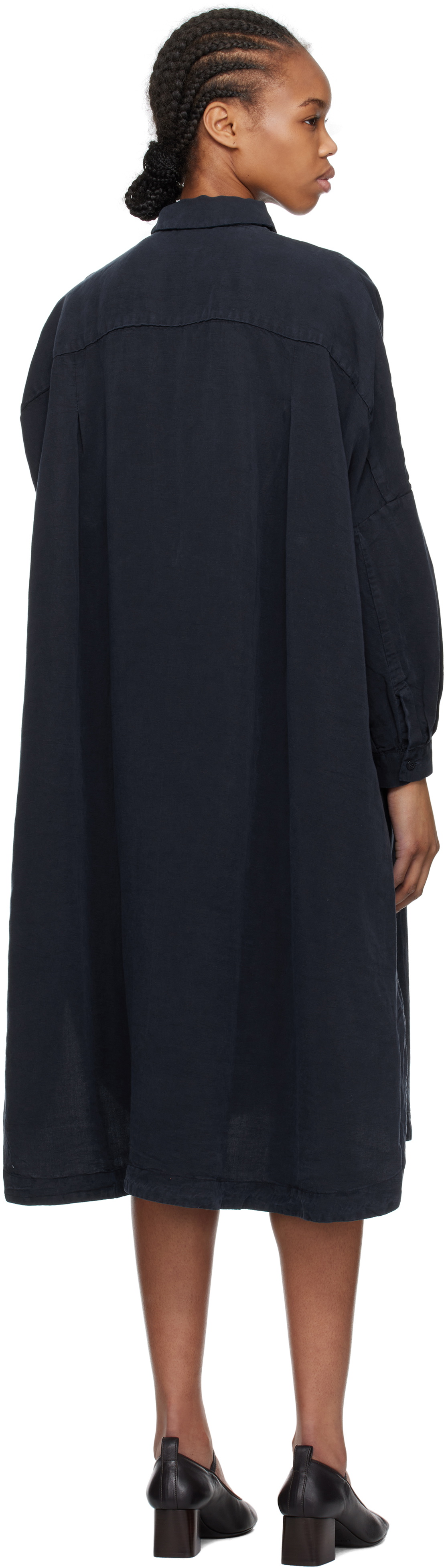 CASEY CASEY Navy Yuki Lounge Shirt Midi Dress