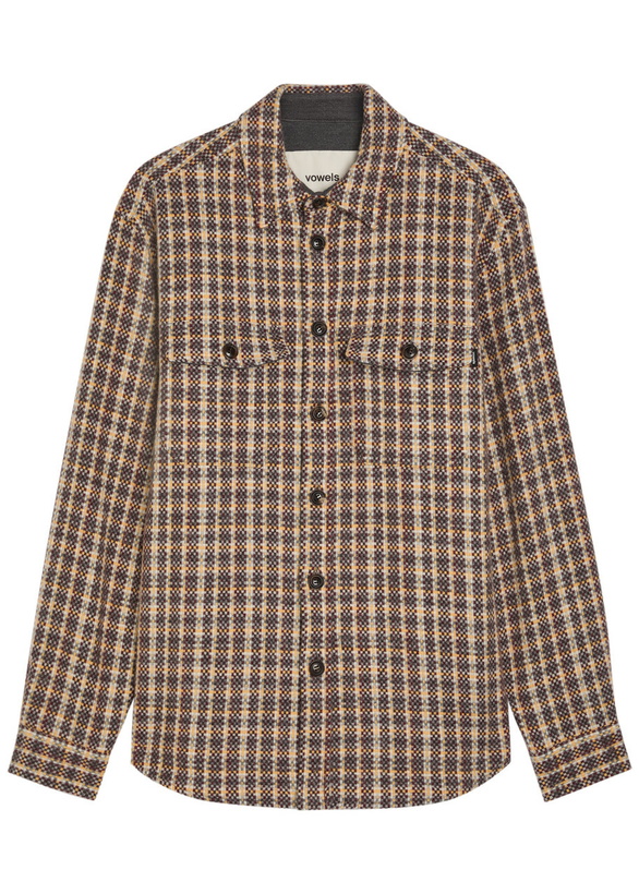 Photo: Vowels Checked Wool and Mohair-blend Overshirt Multicoloured