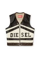 Diesel Leather vest with front logo and contrast stripes - Vests Womens in Multicolor