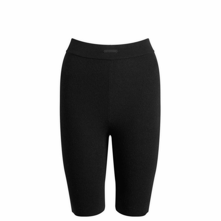 Photo: Fear of God ESSENTIALS Women's Rib Knit Bike Shorts in Vintage Black