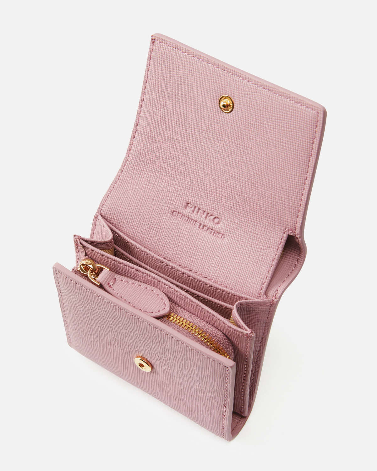 Pinko Square Saffiano Leather Coin Purse Purple Block Color