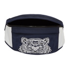 Kenzo Navy and White Limited Edition Colorblock Tiger Bum Bag