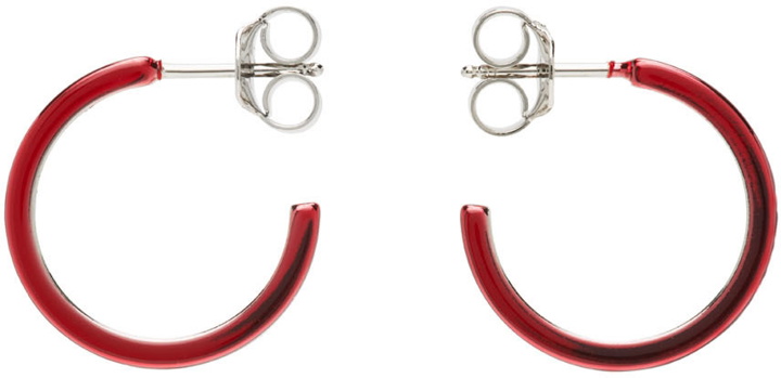 Photo: MM6 Maison Margiela Red Slim Logo Hoop Earrings