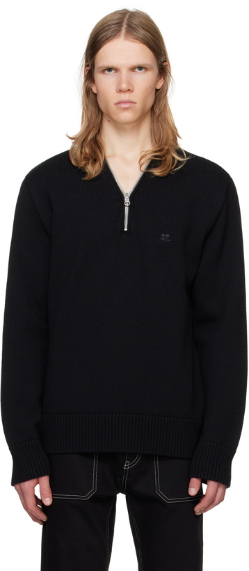 Photo: Courrèges Black Zipped Wool Sweater
