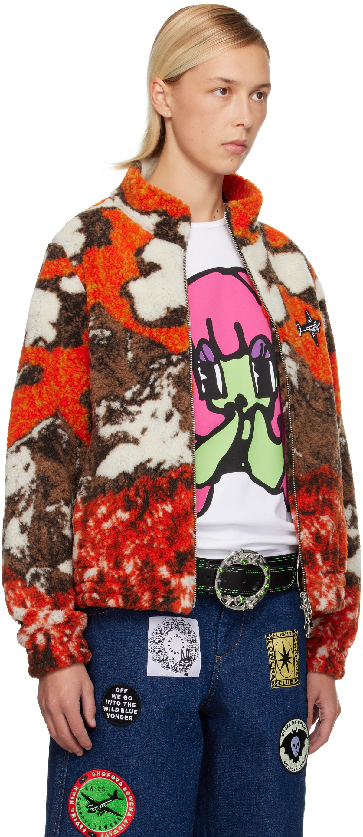 Chopova Lowena Orange CL Airlines Fleece Jacket