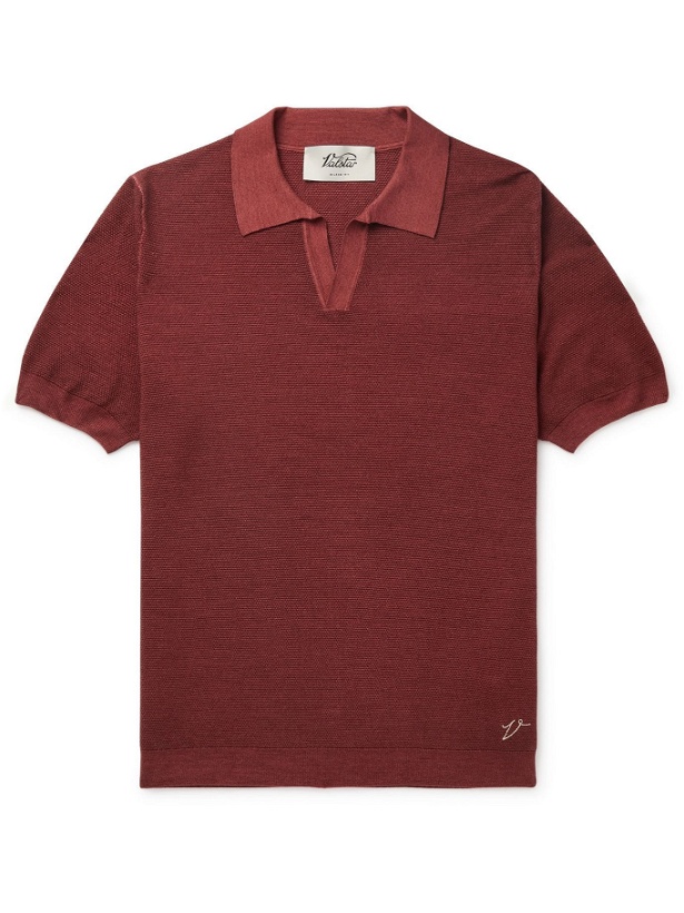Photo: VALSTAR - Wool and Silk-Blend Polo Shirt - Red