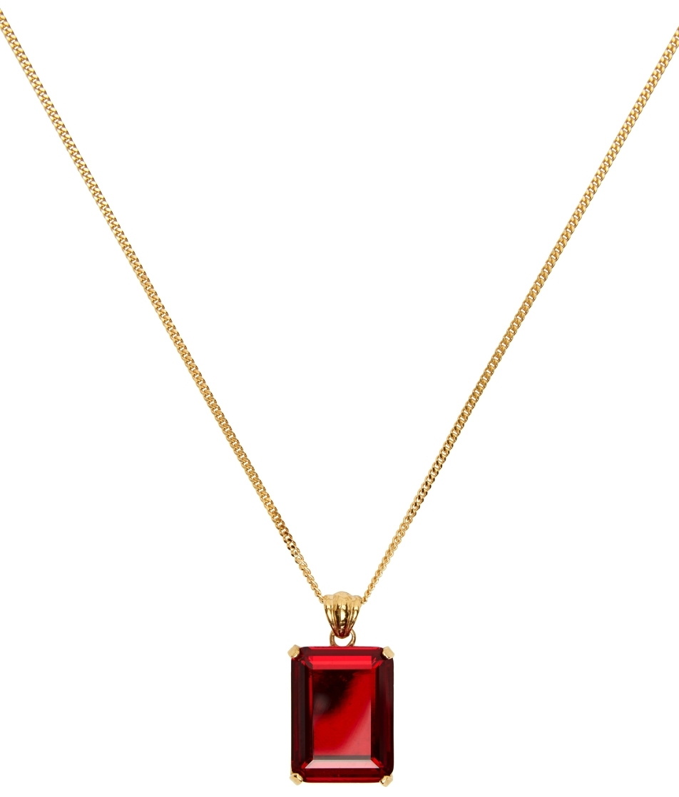 Ernest W. Baker Gold & Red Stone Necklace Ernest W. Baker