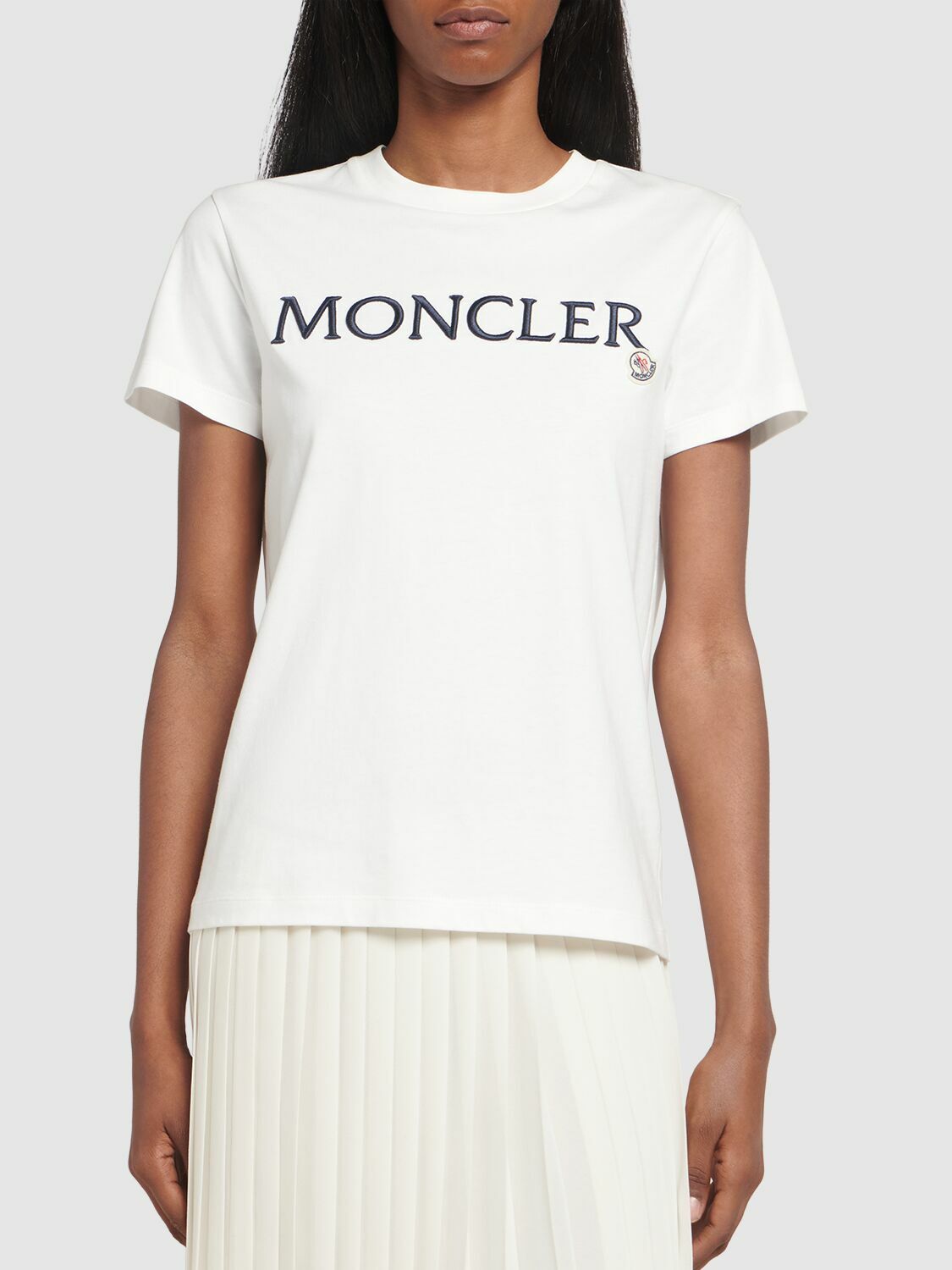 MONCLER - Embroidered Organic Cotton Logo T-shirt Moncler