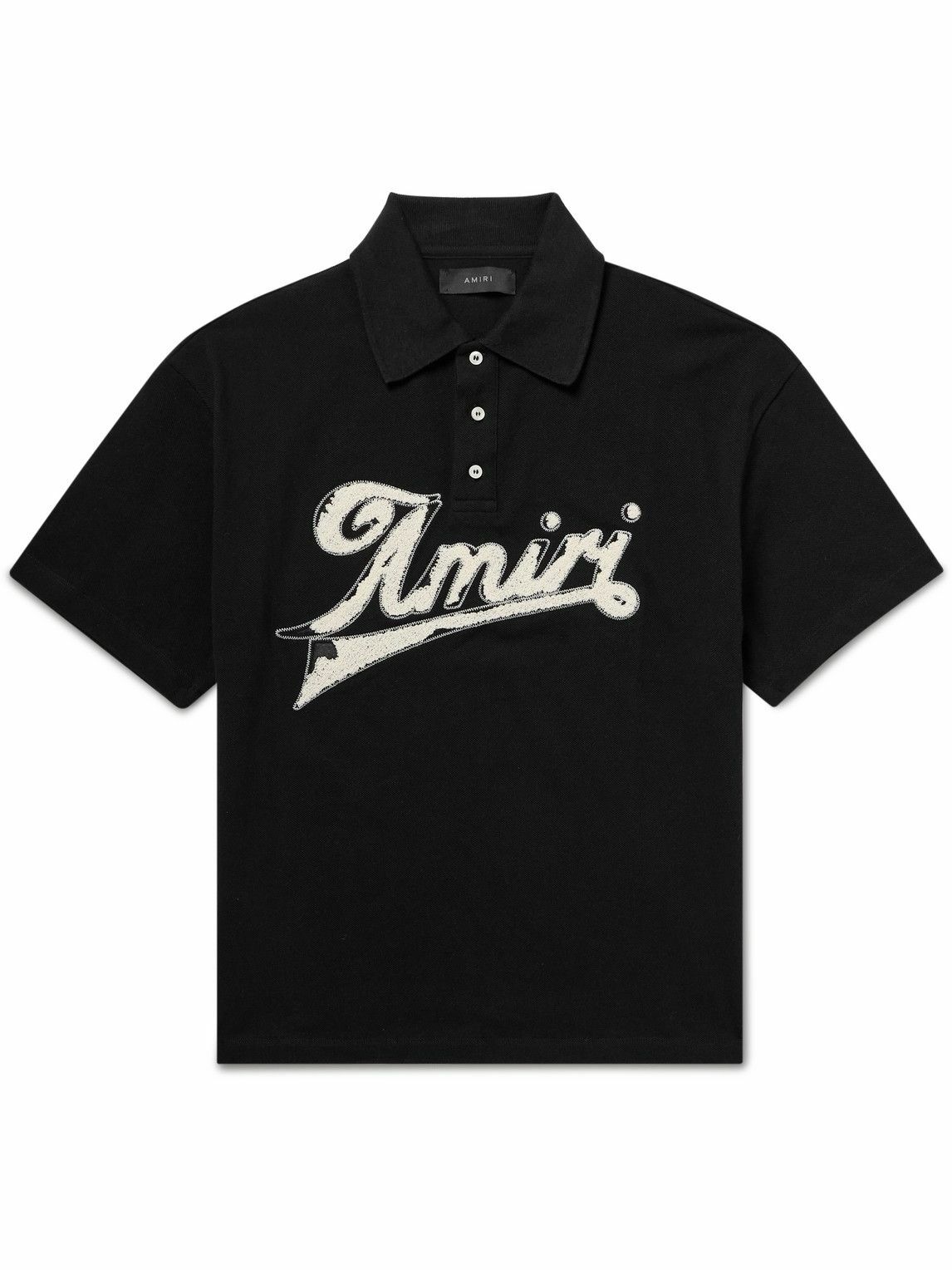 AMIRI - Logo-Flocked Cotton-Piqué Polo Shirt - Black Amiri