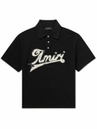 AMIRI - Logo-Flocked Cotton-Piqué Polo Shirt - Black