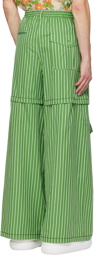 Marni Green Striped Hybrid Cargo Pants