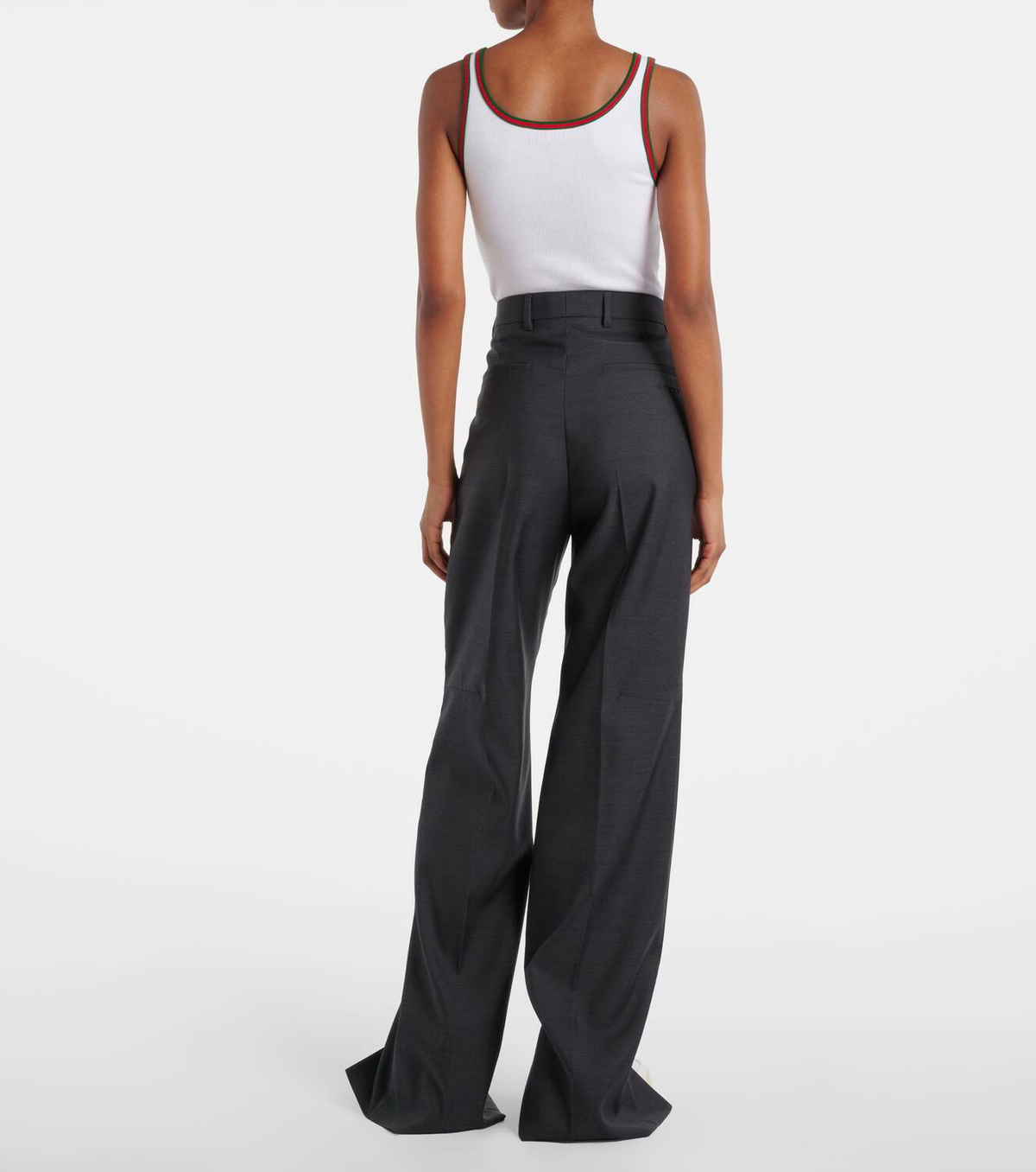 パンツ GUCCI STRAIGHT-LEG WOOL PANTS Wool and silk gabardine straight pants in black - Gucci