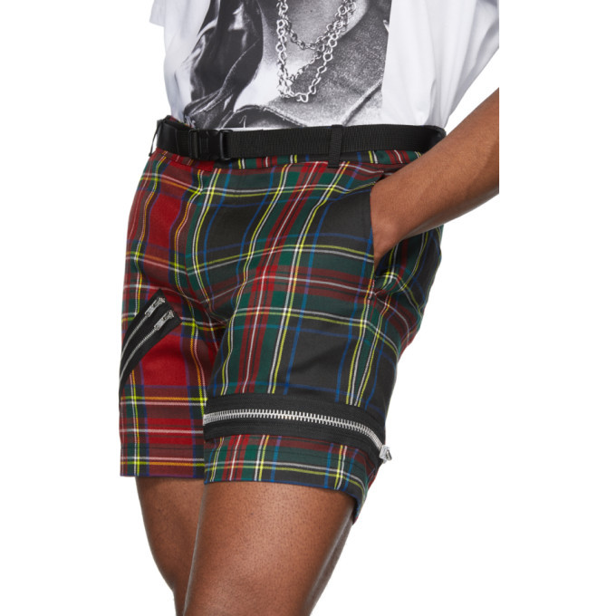 99% IS Red Check Zip Shorts 99% IS