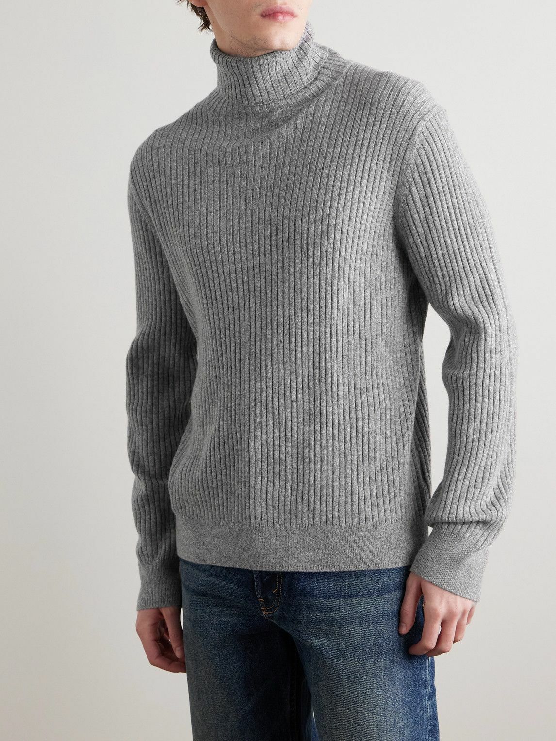 Nili Lotan - Cole Slim-Fit Ribbed Cashmere Rollneck Sweater - Gray