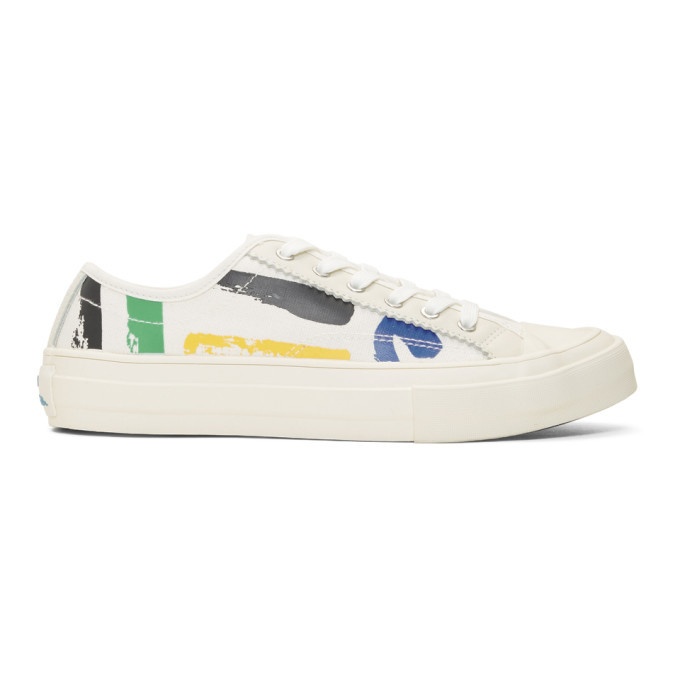 Photo: PS by Paul Smith White Painted Sports Stripes Fennec Sneakers
