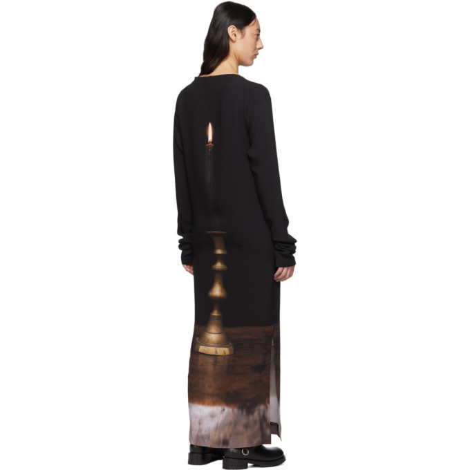S.R. STUDIO. LA. CA. Black Silk Two Candles Long Sleeve Gown