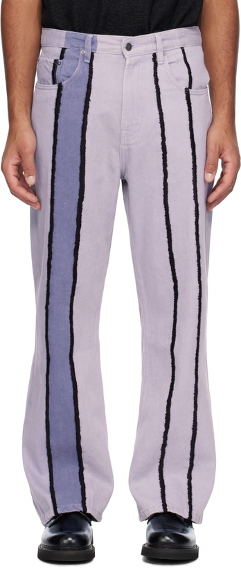 Photo: Glass Cypress Purple Paneled Flare Jeans