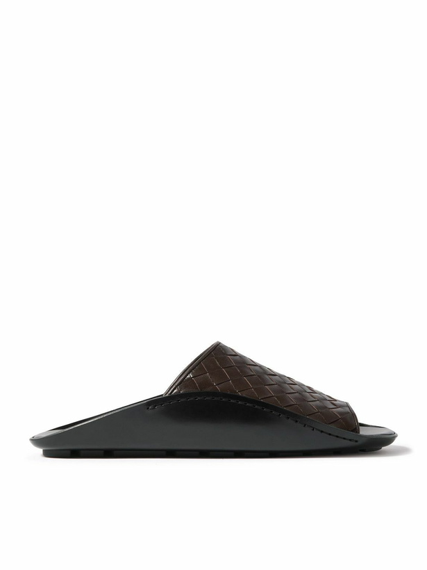 Photo: Bottega Veneta - Wave Intrecciato Leather Slides - Brown