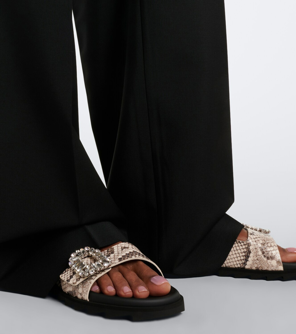 Roger Vivier Slidy Viv' snake-print leather sandals