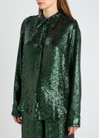Dries Van Noten Chowy Sequin Shirt Dark Green