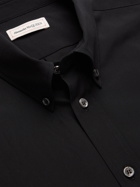 ALEXANDER MCQUEEN - Slim-Fit Button-Down Collar Logo Webbing-Trimmed Cotton-Blend Shirt - Black