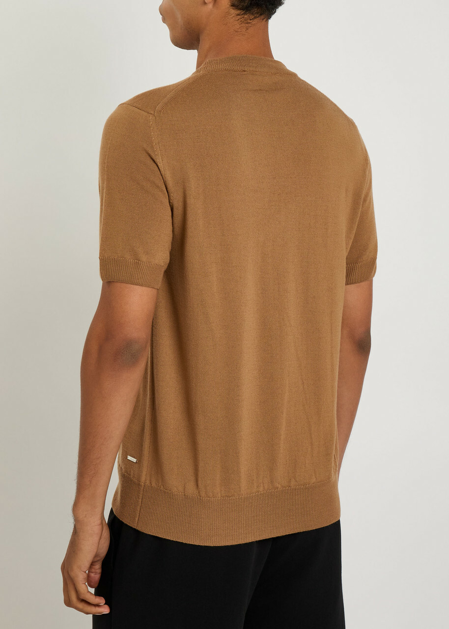 Aurélien Knit Merino Wool T-shirt Caramel