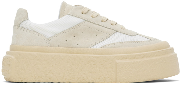 Photo: MM6 Maison Margiela White & Beige Gambetta Lace-Up Platform Sneakers