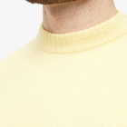 Jil Sander Men's Boiled Wool Crew Knit in Lemon