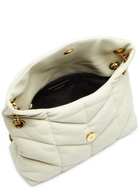 Saint Laurent - Women's White Quilted Leather Lou Puffer Small Shoulder Bag - Adjustable Chain Strap - One Size