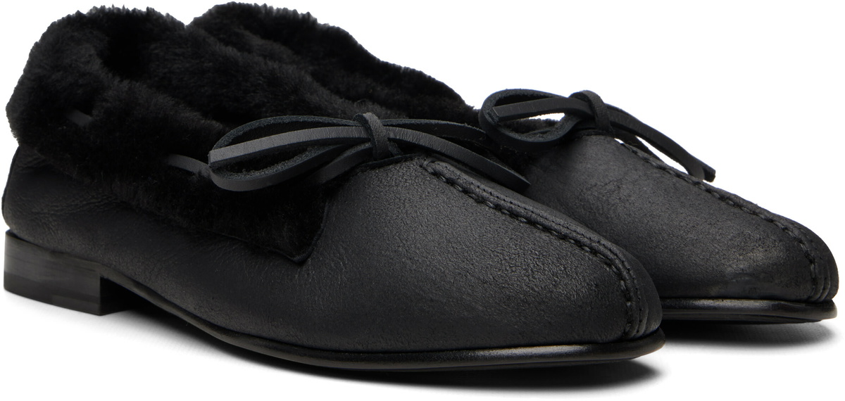 HEREU Black Tilla Shearling Loafers