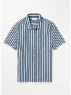 Oliver Spencer - Riviera Striped Organic Cotton-Seersucker Shirt - Blue