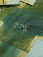 Story Mfg. - Greetings Logo-Embroidered Tie-Dyed Cotton and Linen-Blend Shirt - Green