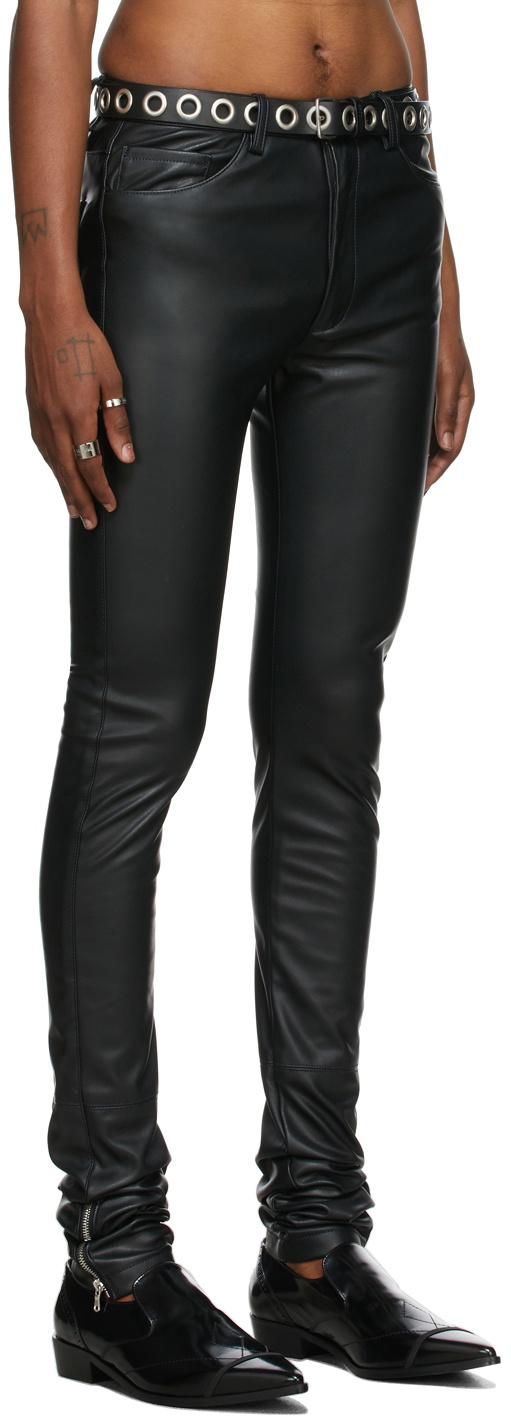 Vince Black leather slim fit trousers - size S ref.984114 - Joli Closet