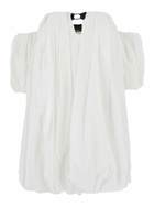 Pinko Bert White Dress With Exposed Shoulder Design And Removable Sleeves With Button In Cotton Woman