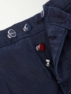 Kiton - Straight-Leg Lyocell-Blend Twill Trousers - Blue