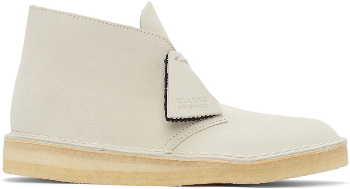 Photo: Clarks Originals Off-White Suede Desert Coal Boots